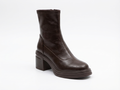 Bottine à talon marron foncé Synthétique Femme - Bout carré