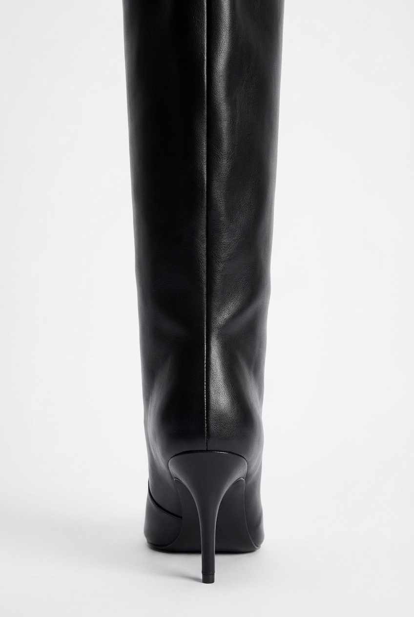 Botte haute noir Synthétique Femme - Tige large, talon aiguille