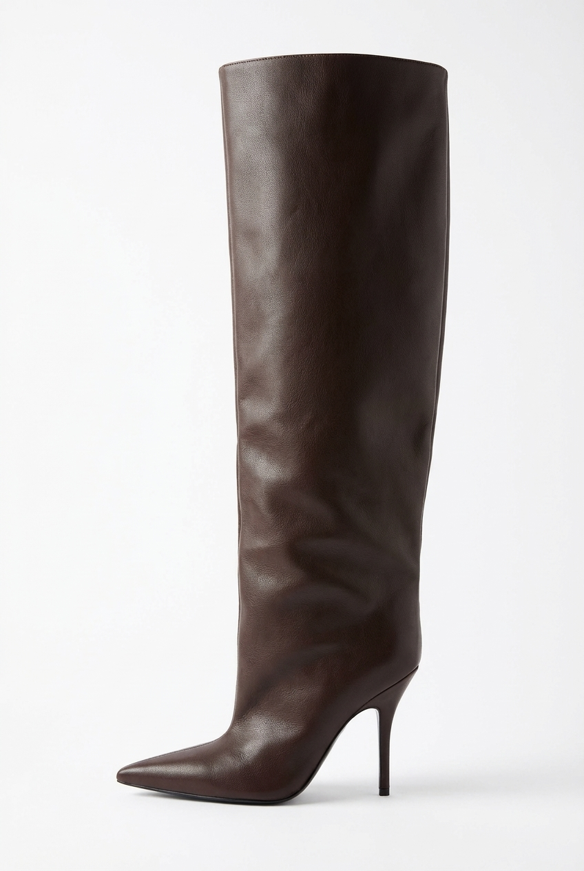 Botte haute marron Synthétique Femme - Style cowboy, talon aiguille