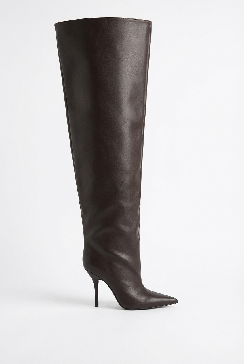 Botte haute marron foncé Synthétique Femme - Talon aiguille