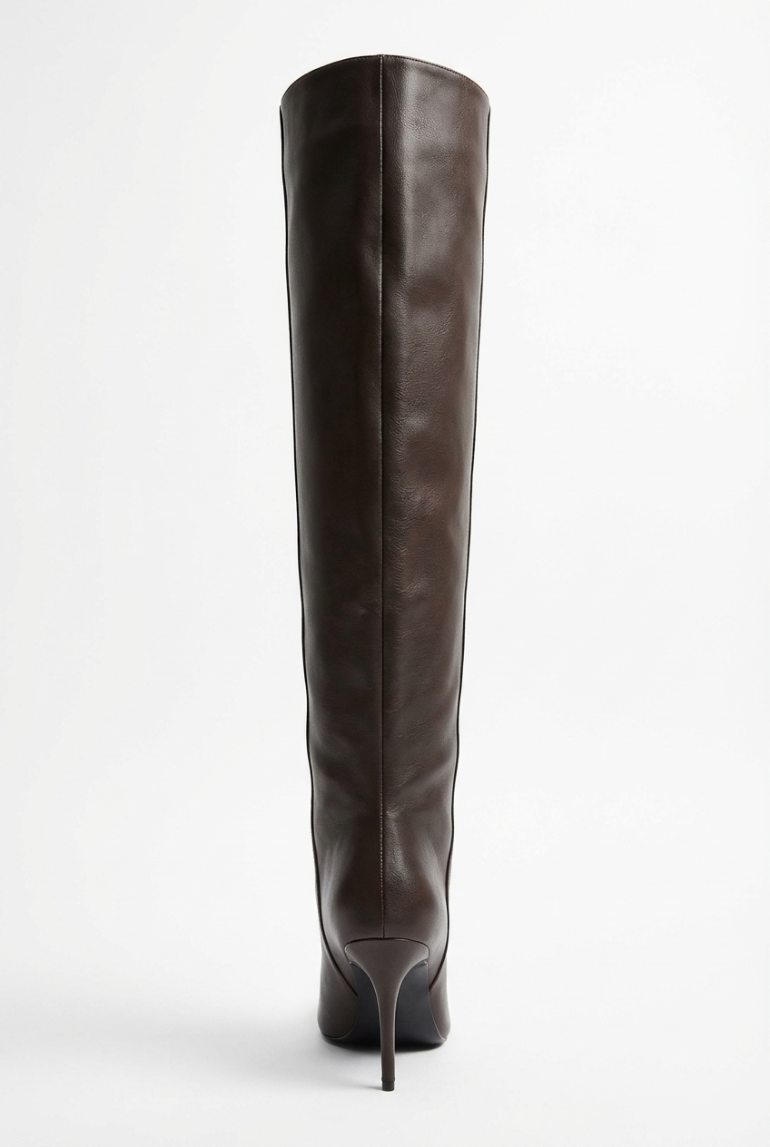 Botte haute marron foncé Synthétique Femme - Talon aiguille