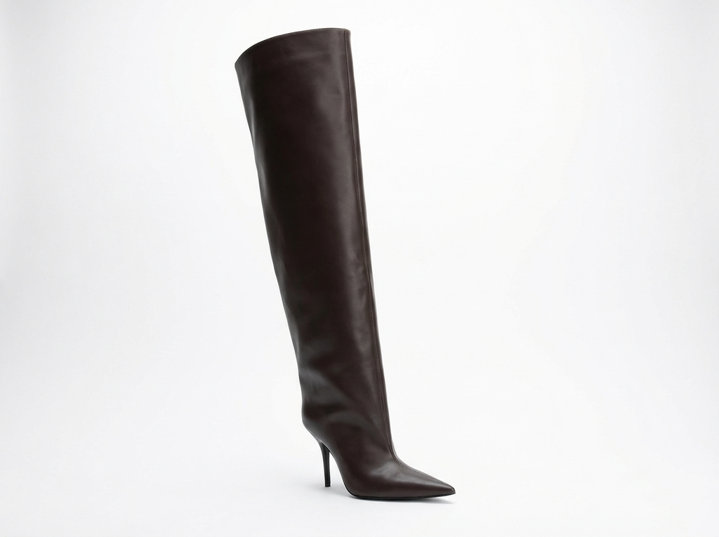 Botte haute marron foncé Synthétique Femme - Talon aiguille