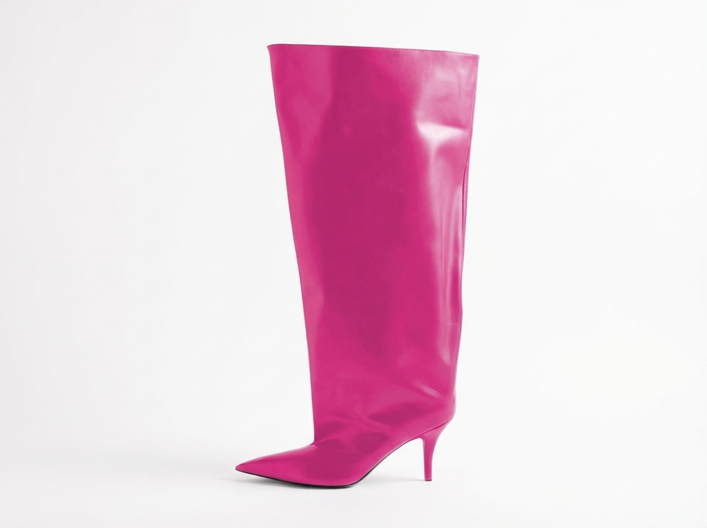 Botte haute rose Synthétique Femme - Cuir lisse