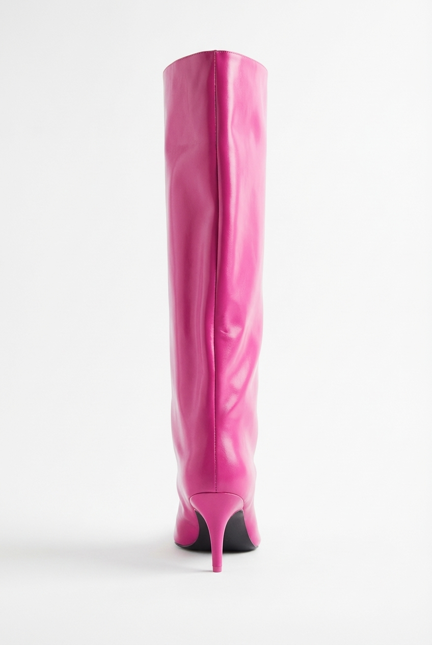 Botte haute rose Synthétique Femme - Cuir lisse