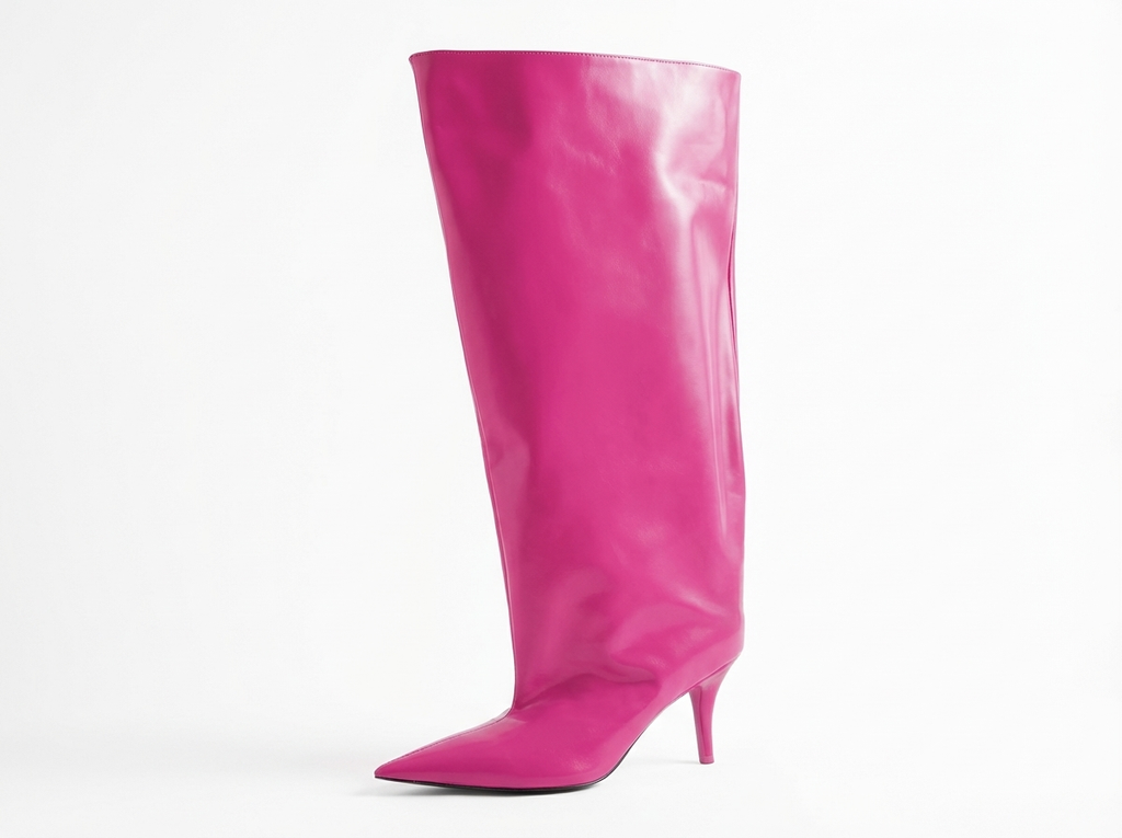 Botte haute rose Synthétique Femme - Cuir lisse
