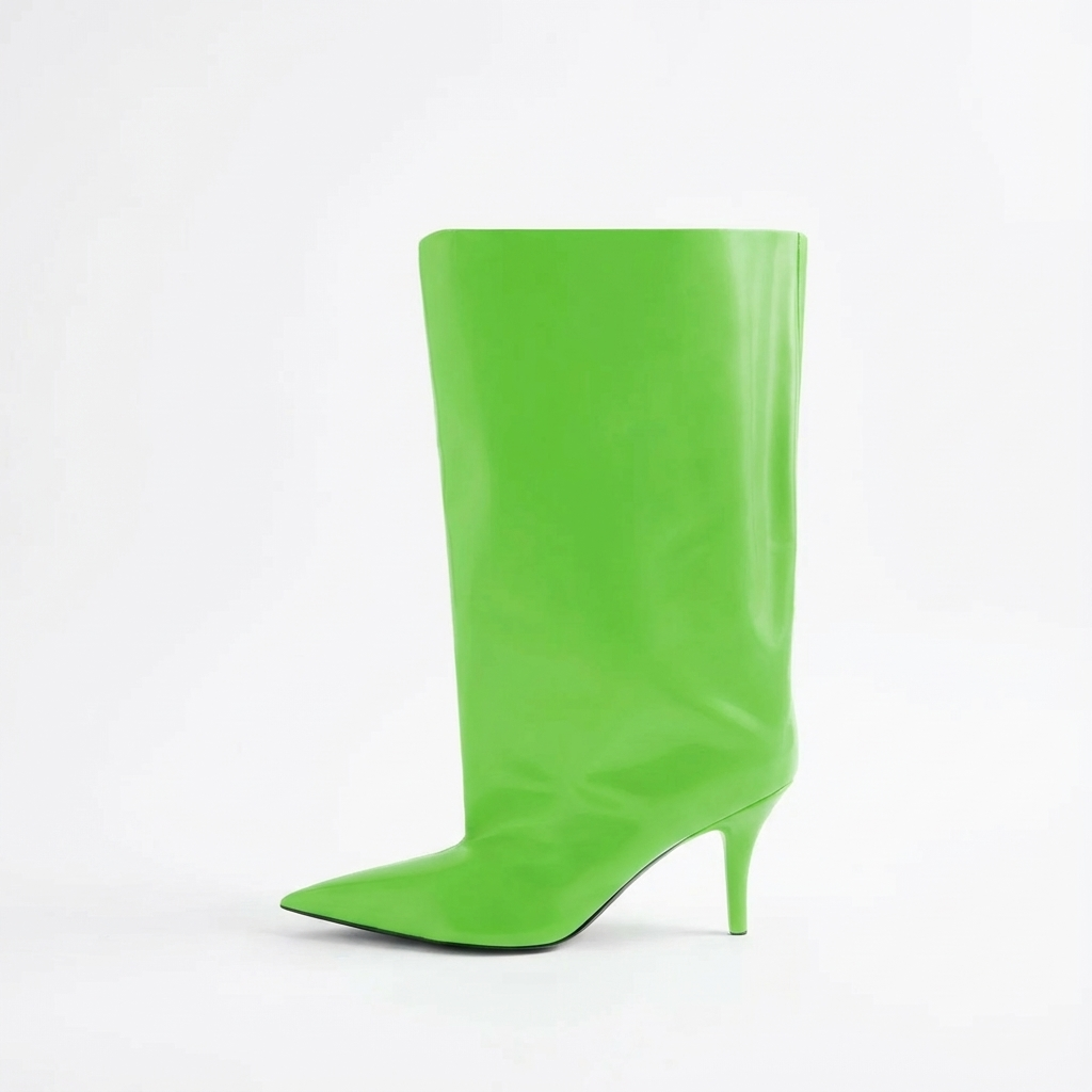 Botte haute vert Synthétique Femme - Cuir lisse
