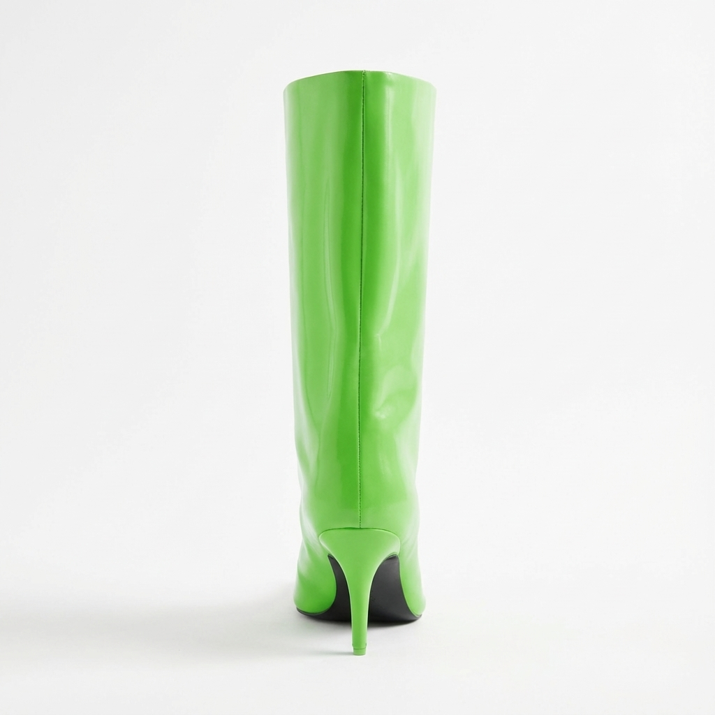 Botte haute vert Synthétique Femme - Cuir lisse