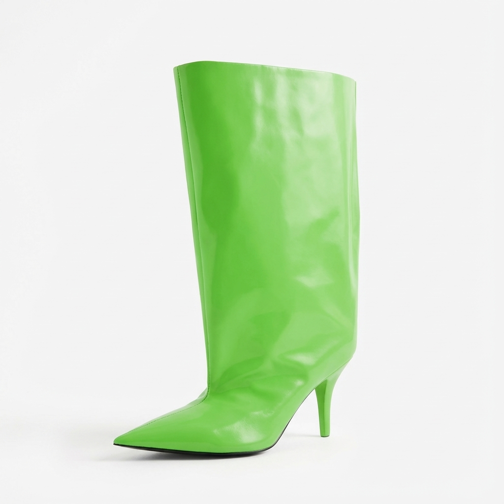 Botte haute vert Synthétique Femme - Cuir lisse