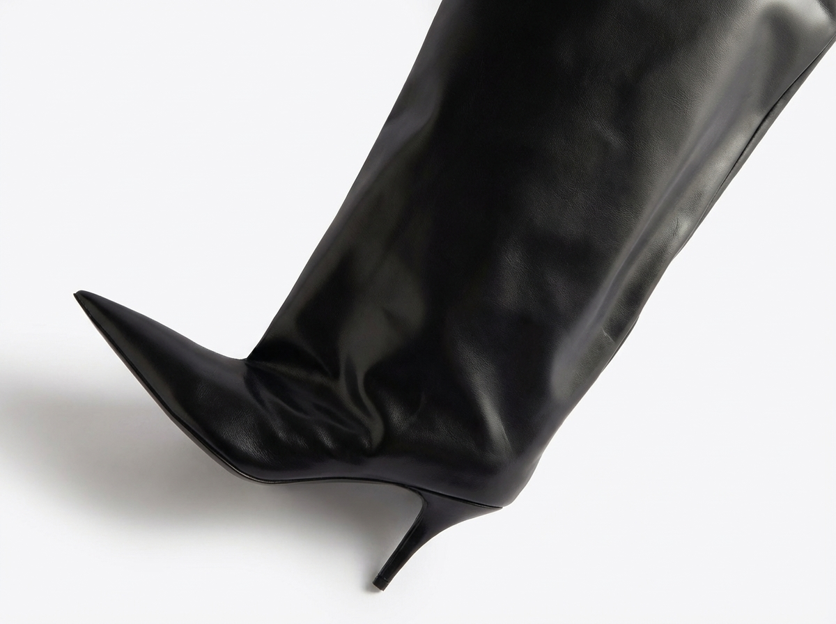 Botte haute noir Synthétique Femme - Bout pointu, talon aiguille