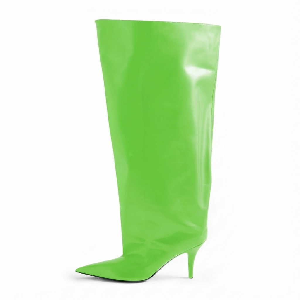 Botte haute vert Synthétique Femme - Rabat, talon fin
