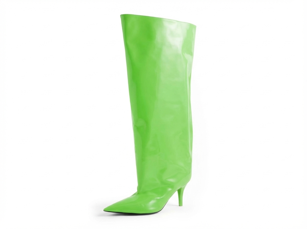 Botte haute vert Synthétique Femme - Rabat, talon fin