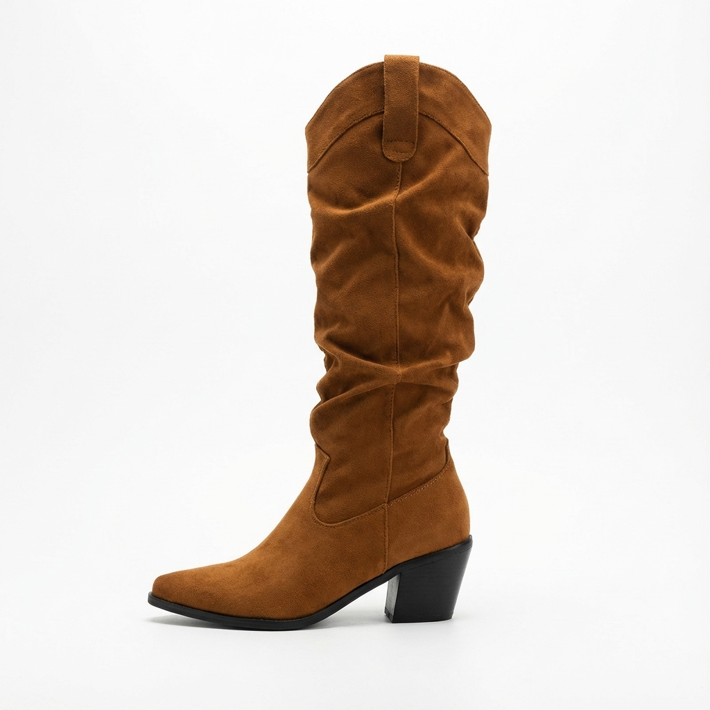 Santiag mi-haute marron Synthétique Femme - Talon carré, bout arrondi