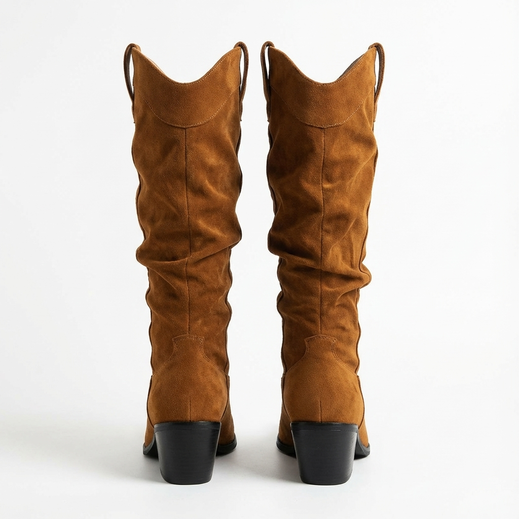 Santiag mi-haute marron Synthétique Femme - Talon carré, bout arrondi
