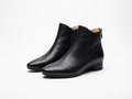 Bottine plate noir Cuir Femme - Cuir grainé