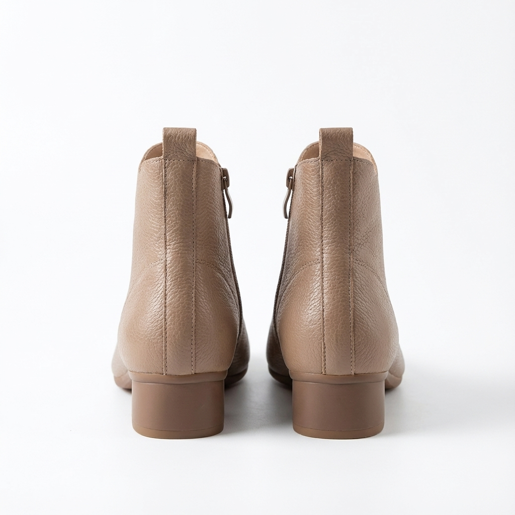 Bottine à talon beige Cuir Femme - Cuir grainé