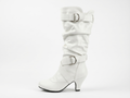 Botte haute blanc Synthétique Femme - Boucles argentées