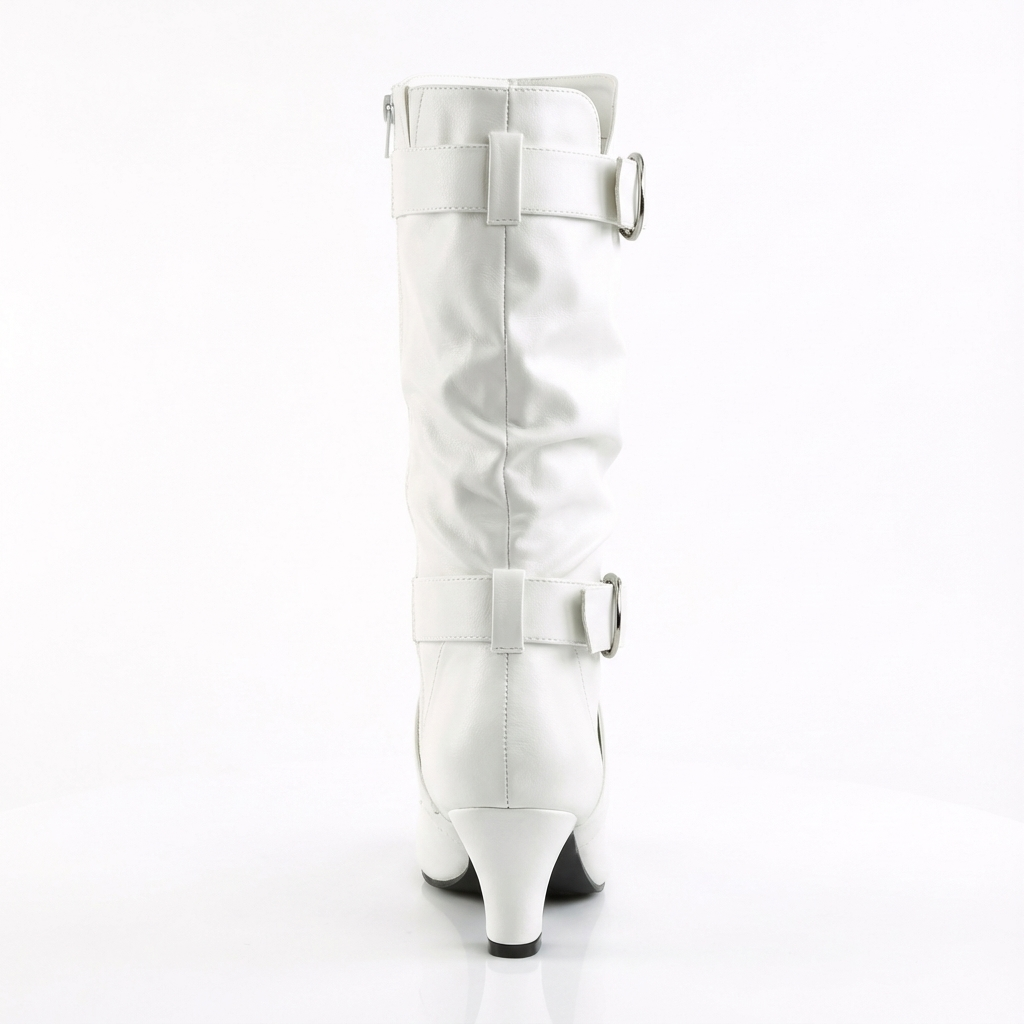 Botte haute blanc Synthétique Femme - Boucles argentées