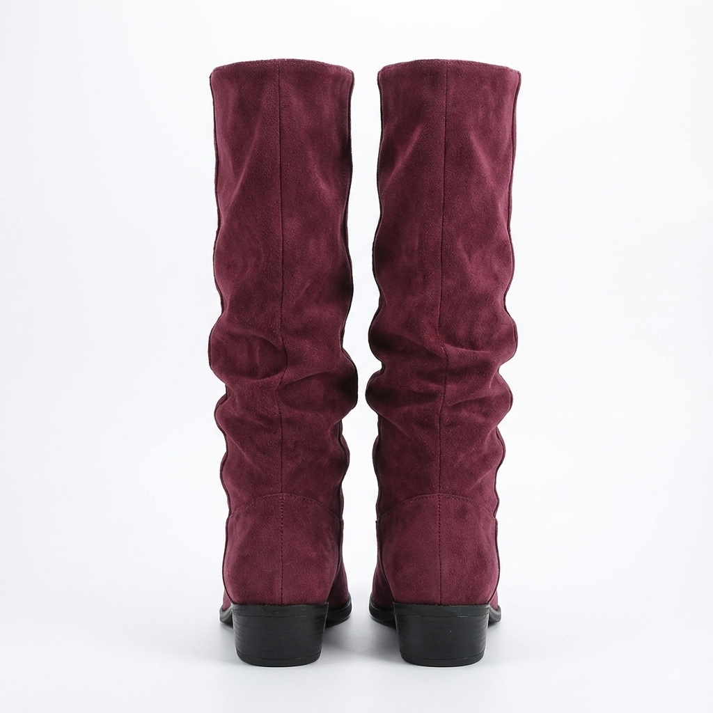 Santiag haute violet Daim Femme - Effet plissé