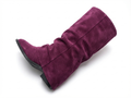 Santiag haute violet Daim Femme - Effet plissé