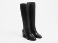 Botte haute noir Simili Cuir Femme - Bout rond, talon bloc