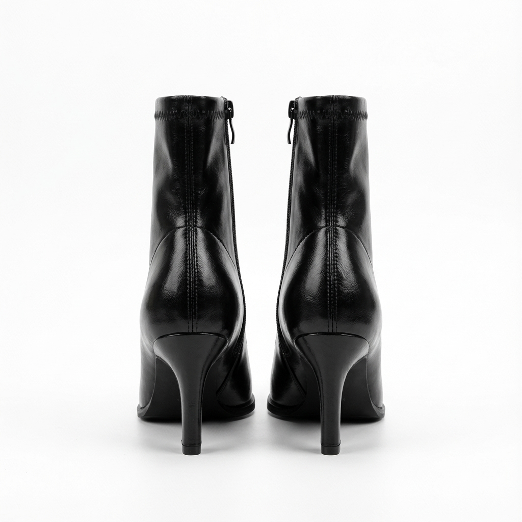 Bottine à talon noir Synthétique Femme - Bout pointu