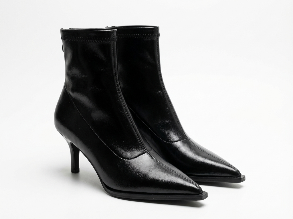 Bottine à talon noir Synthétique Femme - Bout pointu