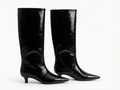 Botte haute noir Simili Cuir Femme - Brillant, bout pointu