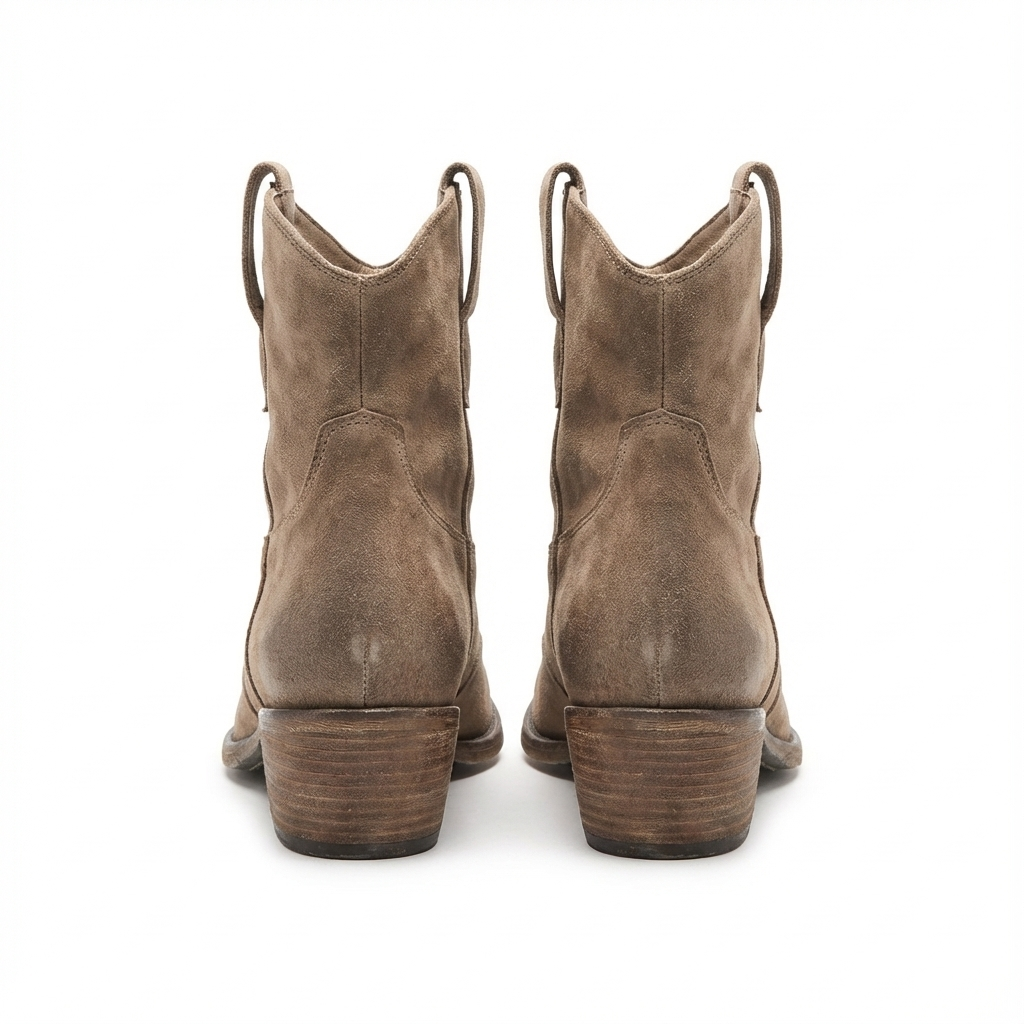 Santiag basse beige Daim Synthétique Femme - Boucles, texture mate
