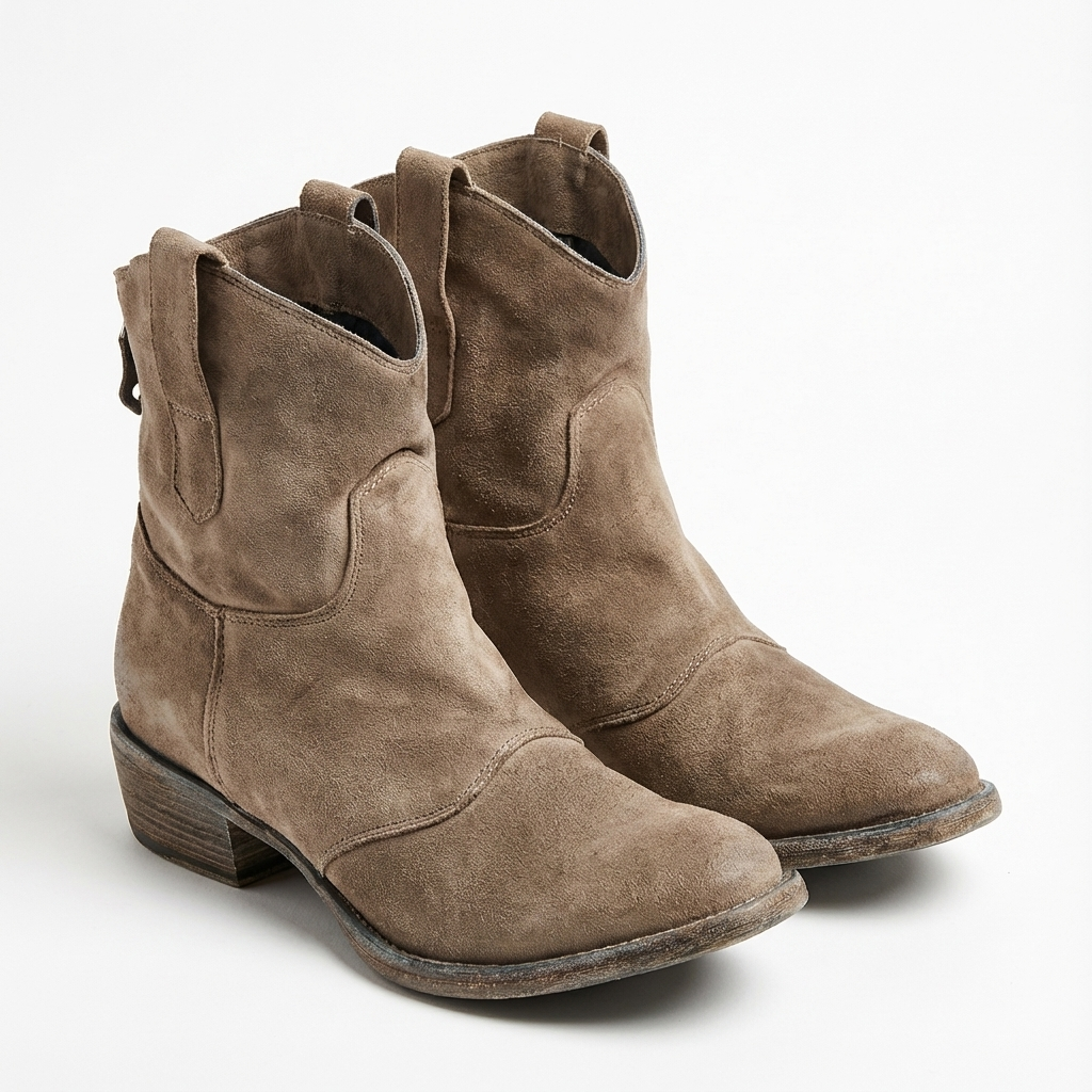 Santiag basse beige Daim Synthétique Femme - Boucles, texture mate