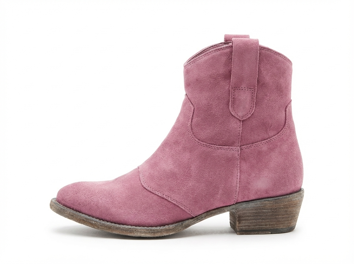 Santiag basse rose Daim Synthétique Femme - Bout pointu