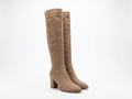 Botte haute marron clair Simili Cuir Femme - Bout rond, talon bloc