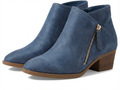 Santiag basse bleu Daim Femme - Bout pointu, zip doré
