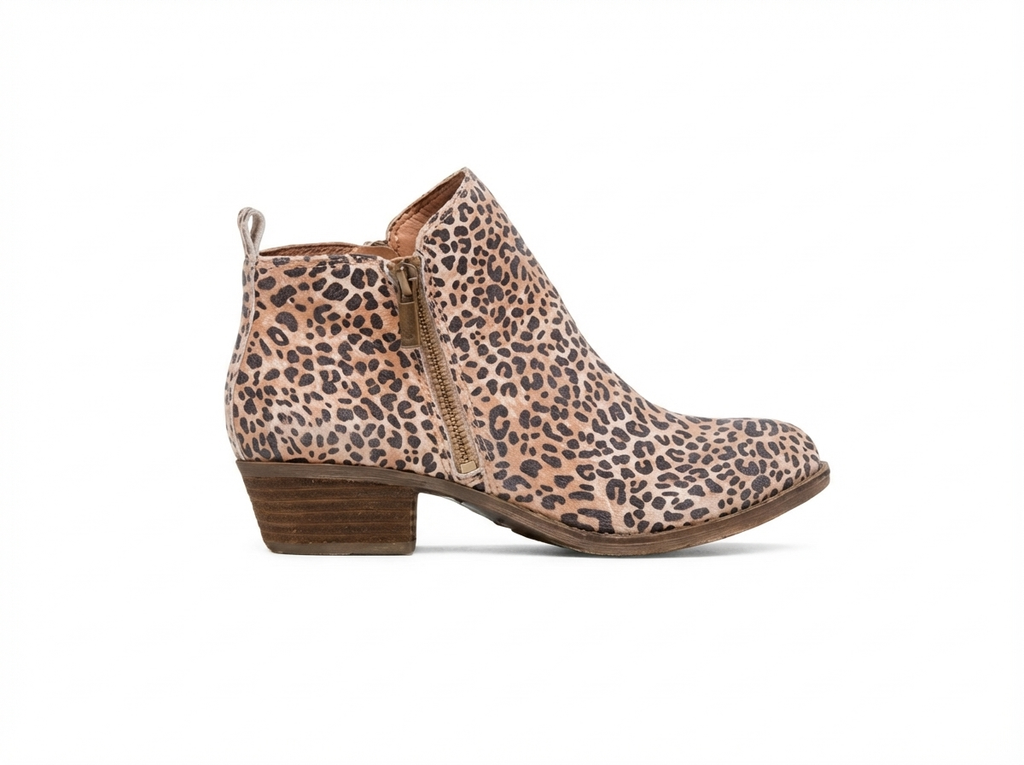 Santiag basse marron clair Synthétique Femme - Léopard, talon stable