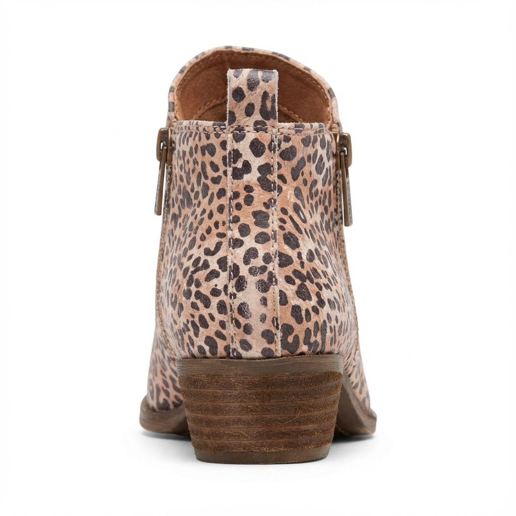 Santiag basse marron clair Synthétique Femme - Léopard, talon stable