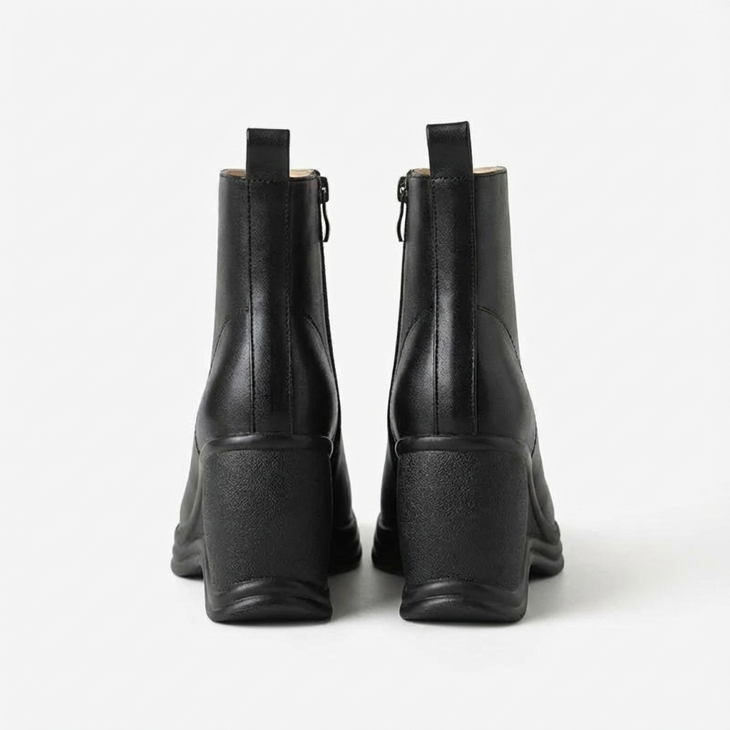Bottine à talon noir Synthétique Femme - Talon compensé, bout pointu