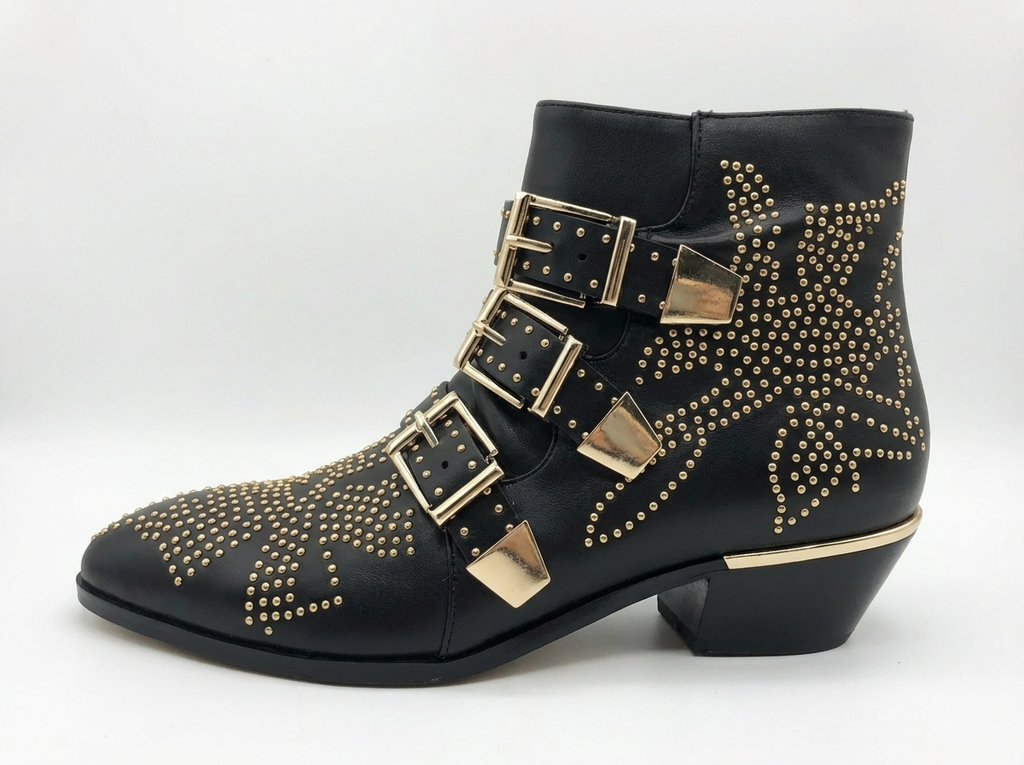 Santiag basse noir Cuir Femme - Clous, boucles