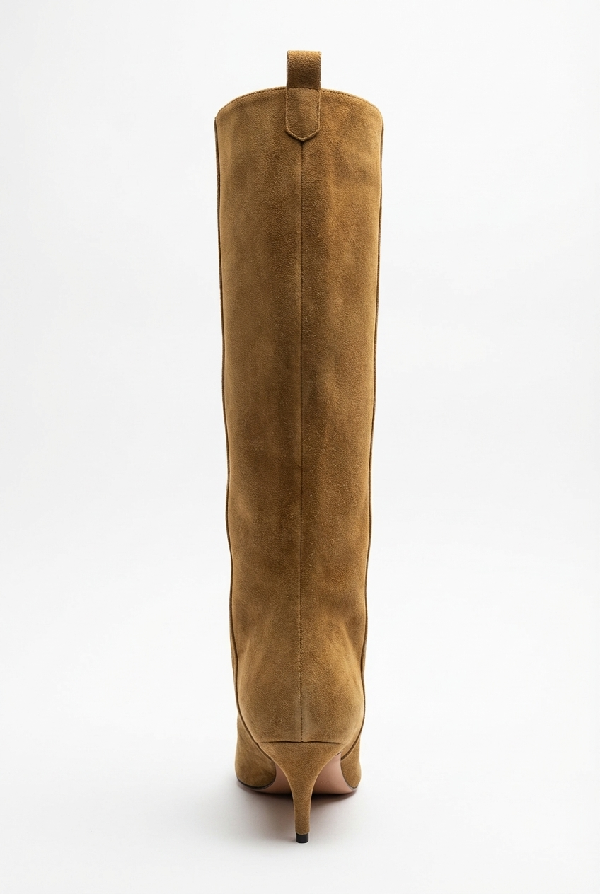 Botte haute camel Daim Synthétique Femme - Bout pointu