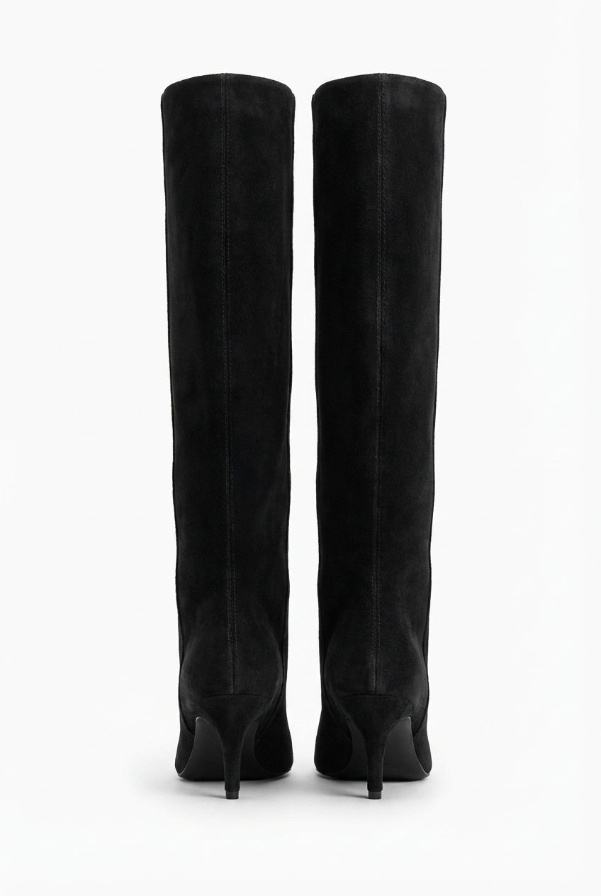 Botte haute noir Daim Synthétique Femme - Bout pointu
