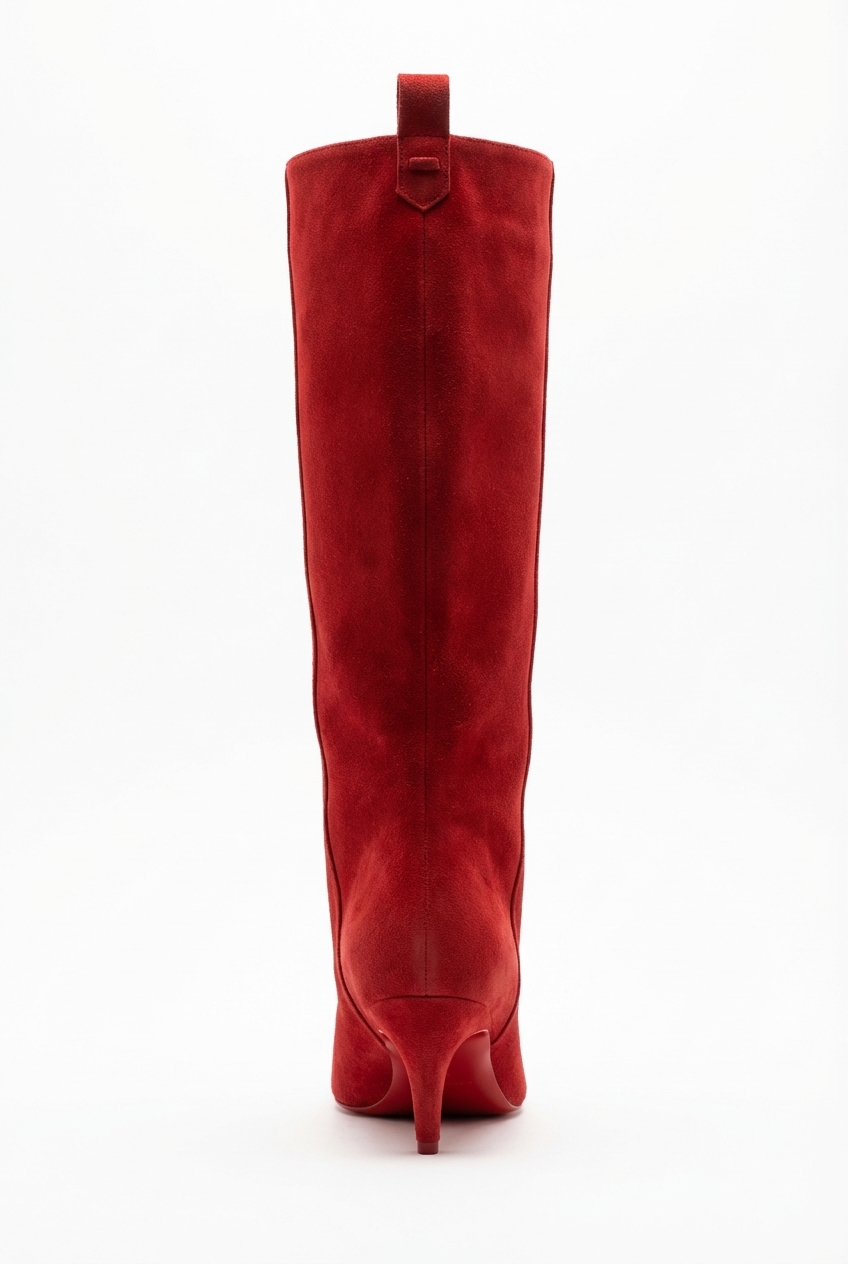 Botte haute rouge Daim Femme - Style cowboy