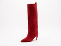 Botte haute rouge Daim Femme - Style cowboy