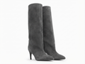 Botte haute gris Daim Synthétique Femme - Sans ornement