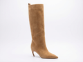 Botte haute camel Daim Synthétique Femme - Talon conique, bout pointu