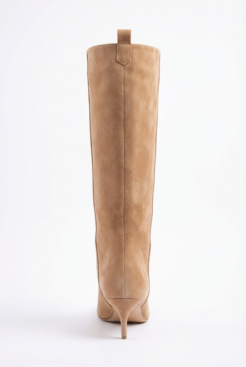 Botte haute beige Daim Synthétique Femme - Style cowboy, bout pointu