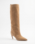 Botte haute beige Daim Synthétique Femme - Style cowboy, bout pointu