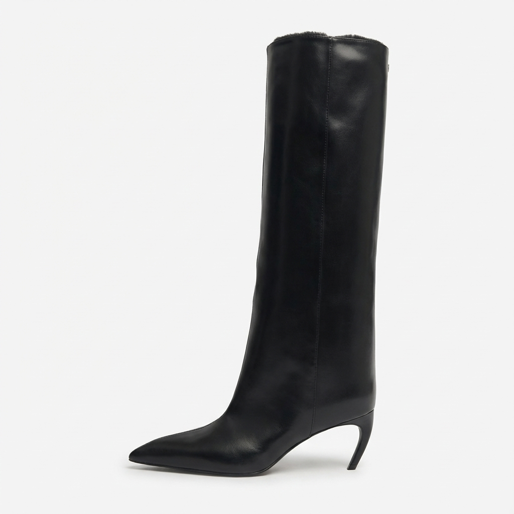 Botte haute noir Synthétique Femme - Style cowboy, bout pointu