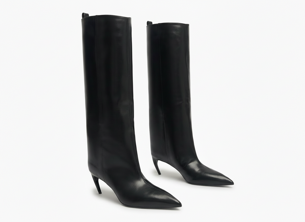 Botte haute noir Synthétique Femme - Style cowboy, bout pointu