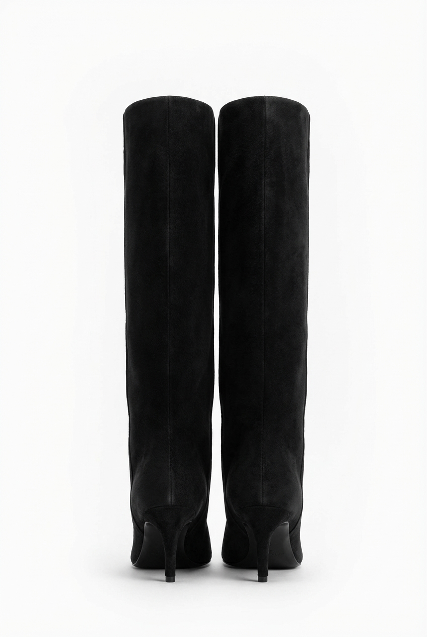 Botte haute noir Daim Synthétique Femme - Talon aiguille