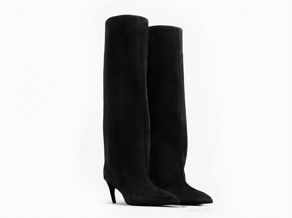 Botte haute noir Daim Synthétique Femme - Talon aiguille