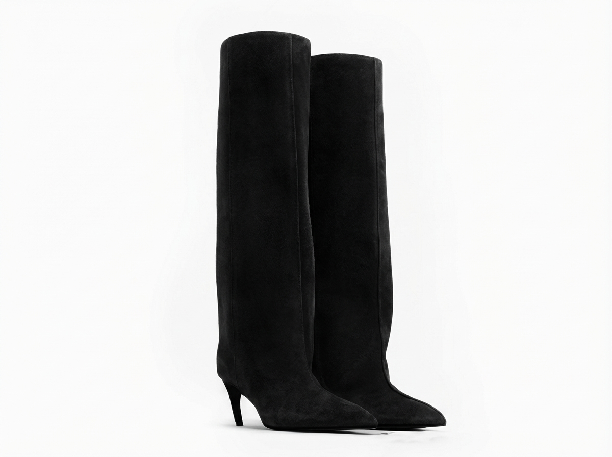 Botte haute noir Daim Synthétique Femme - Talon aiguille