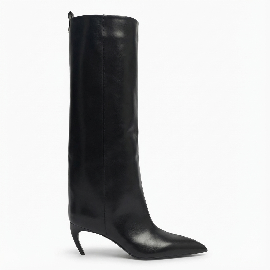 Botte haute noir Synthétique Femme - Bout pointu, talon fin